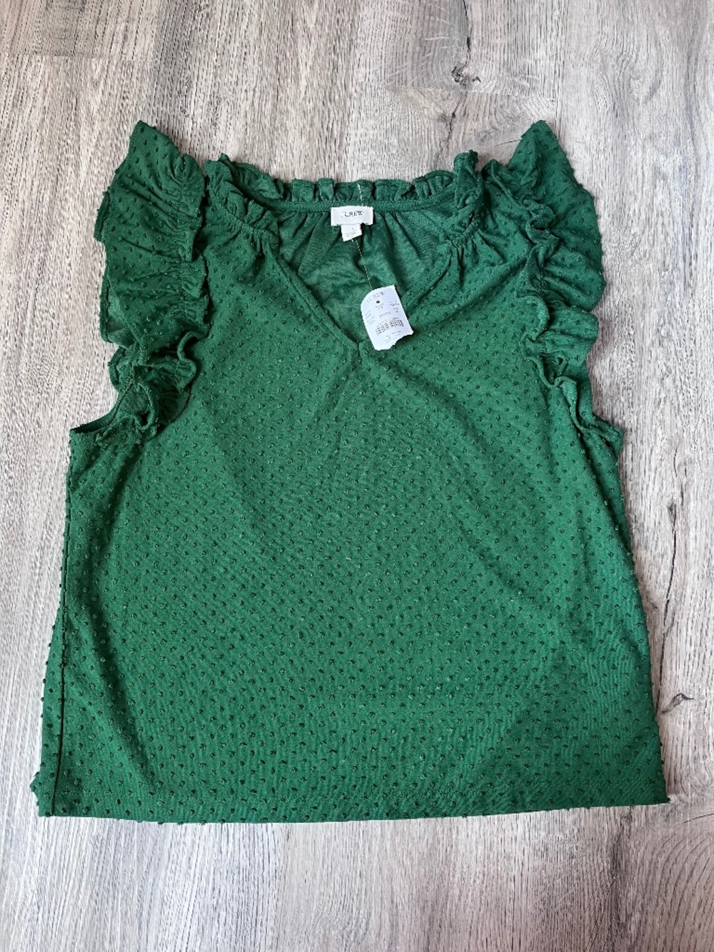 J. Crew NWT Green Ruffle-sleeve Clip-dot Top NEW womens medium